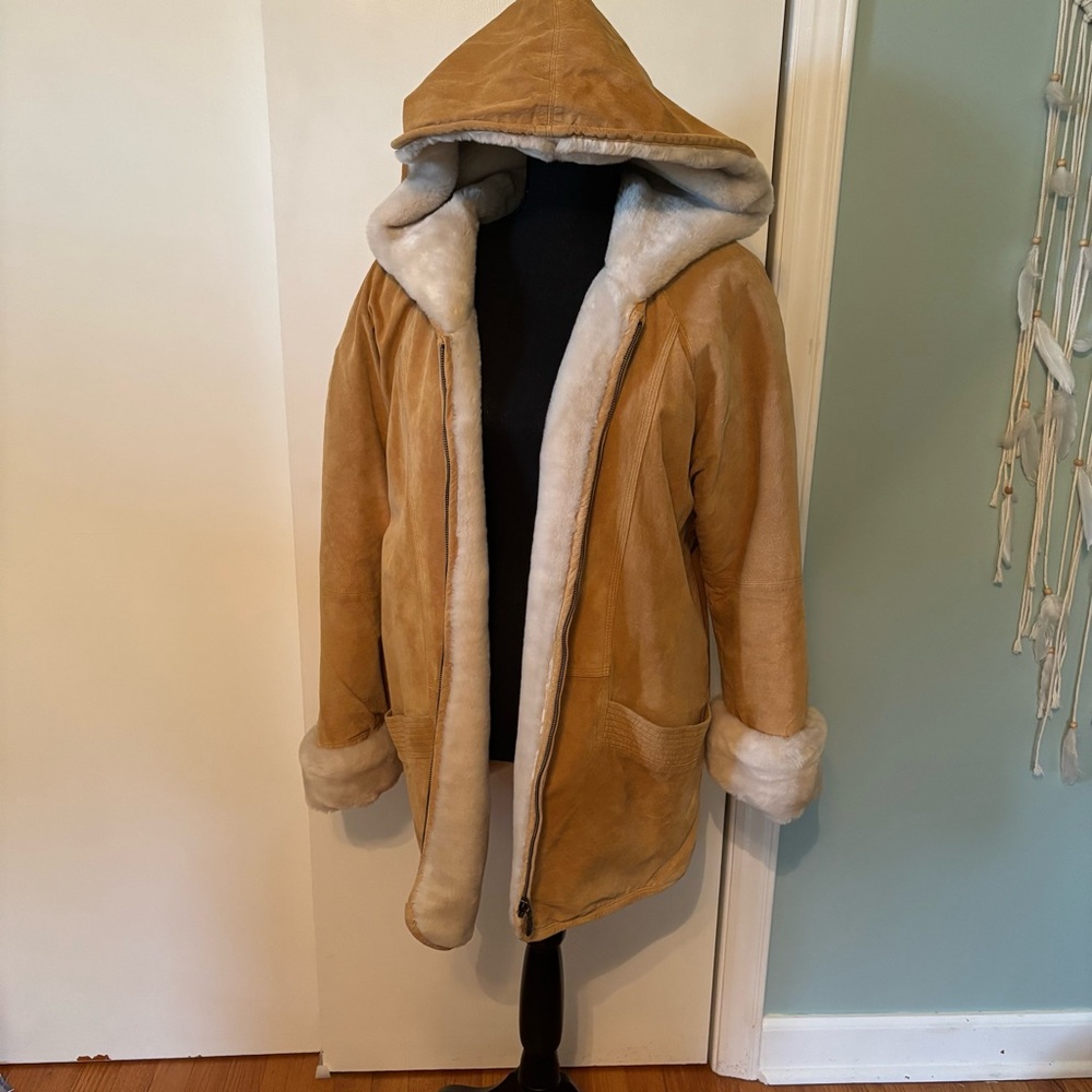 Vintage Express Cream Shearling Jacket size Medium